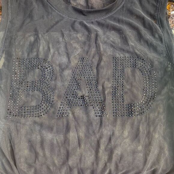 NWOT New Good American Good Body Bad Girl Black Rhinestone Sheer Bodysuit Small - Picture 9 of 13